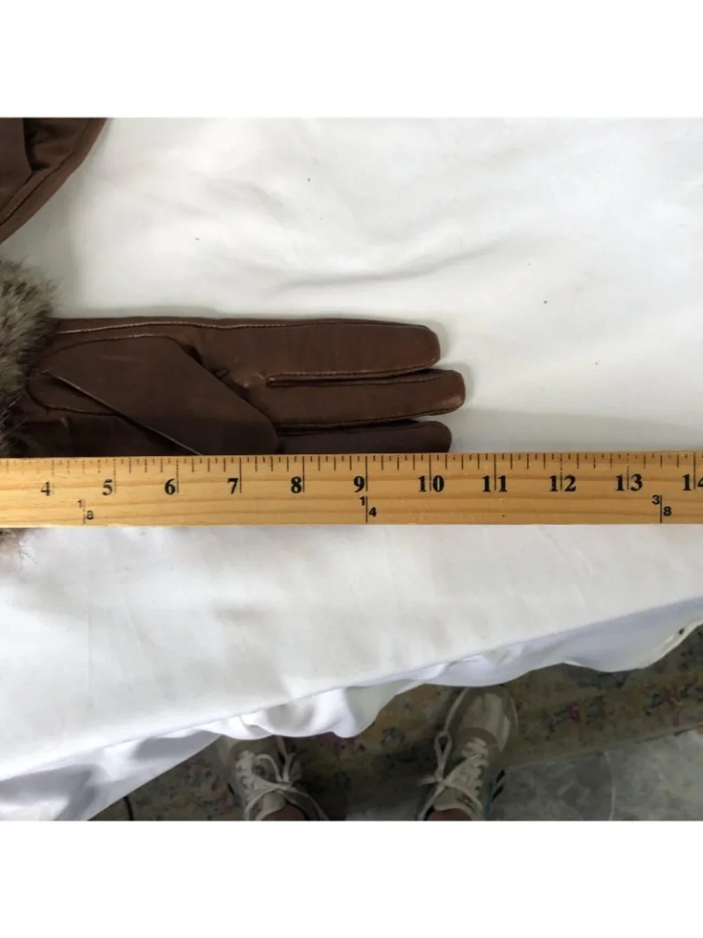 Barbour Gloves Womens M Brown Leather Faux Fur Cuff Lined Winter Warm Insulated